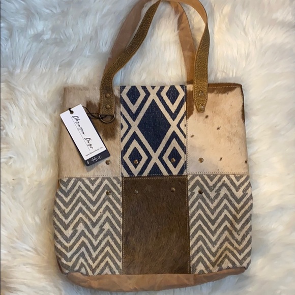 Bhrayna tote with real leather - Picture 1 of 4